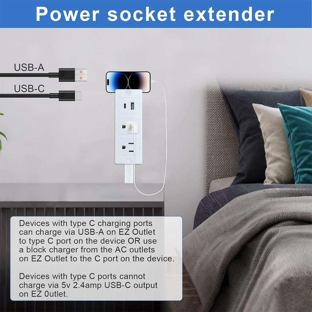 Electrical Outlet Expander Power Socket Rotating Extender Sofas Nightstands Desk