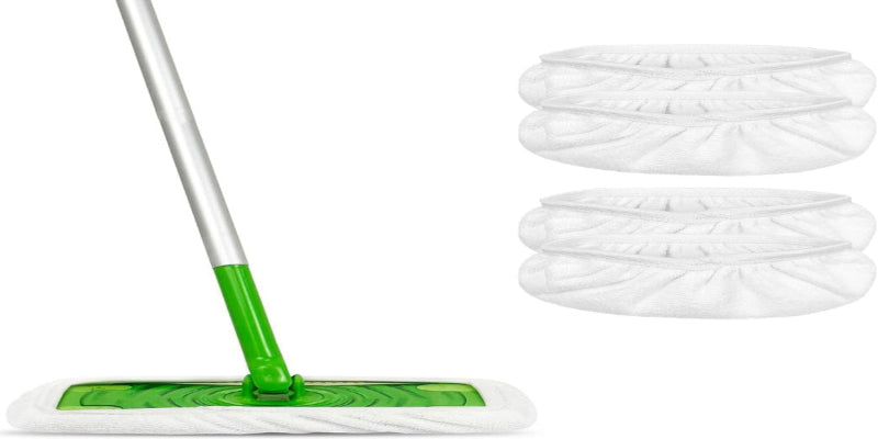 KMAKII 4pc Pack Reusable Microfiber Mop Pads – Wet/Dry for All Floor Types