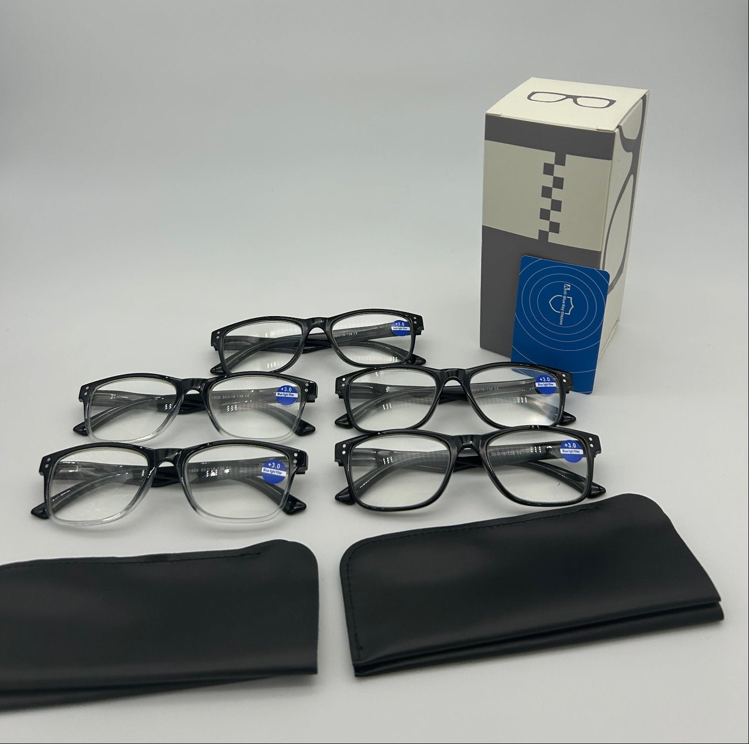 Fetrrc 5-Pack Blue Light Glasses – Stylish Square Readers for Men & Women