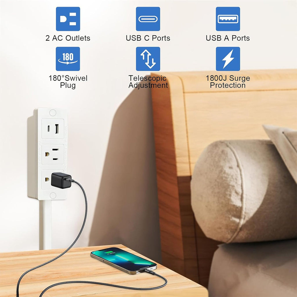 Electrical Outlet Expander Power Socket Rotating Extender Sofas Nightstands Desk
