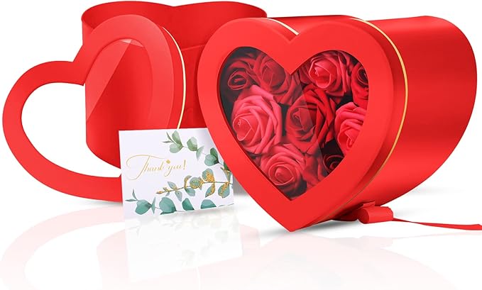 3pcs Red Heart Gift Box – 2-Tier Rotating Flower & Chocolate Box Set