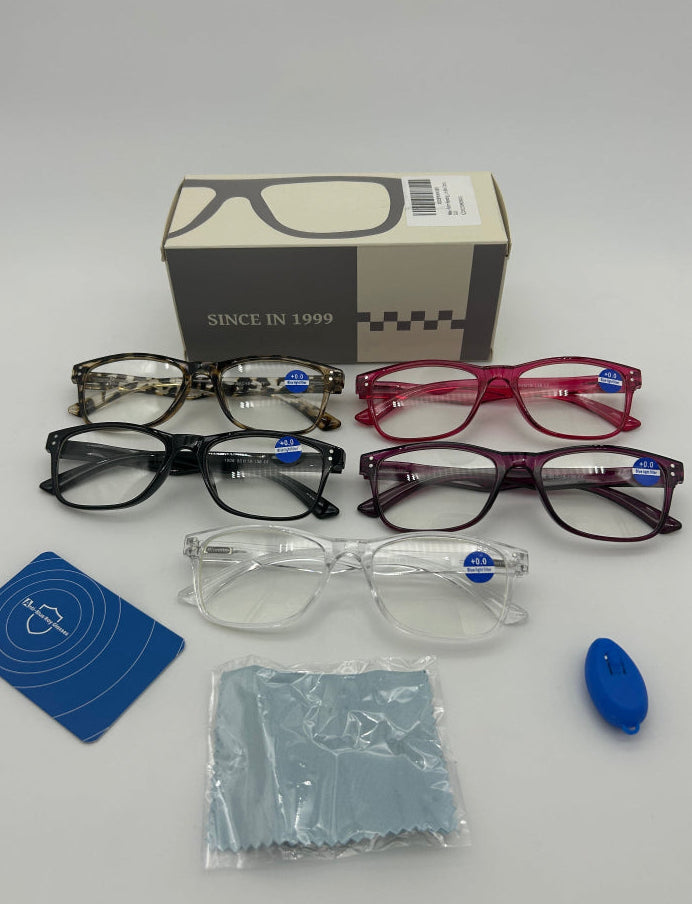Fetrrc 5-Pack Blue Light Reading Glasses – Stylish Square Readers for Eyes