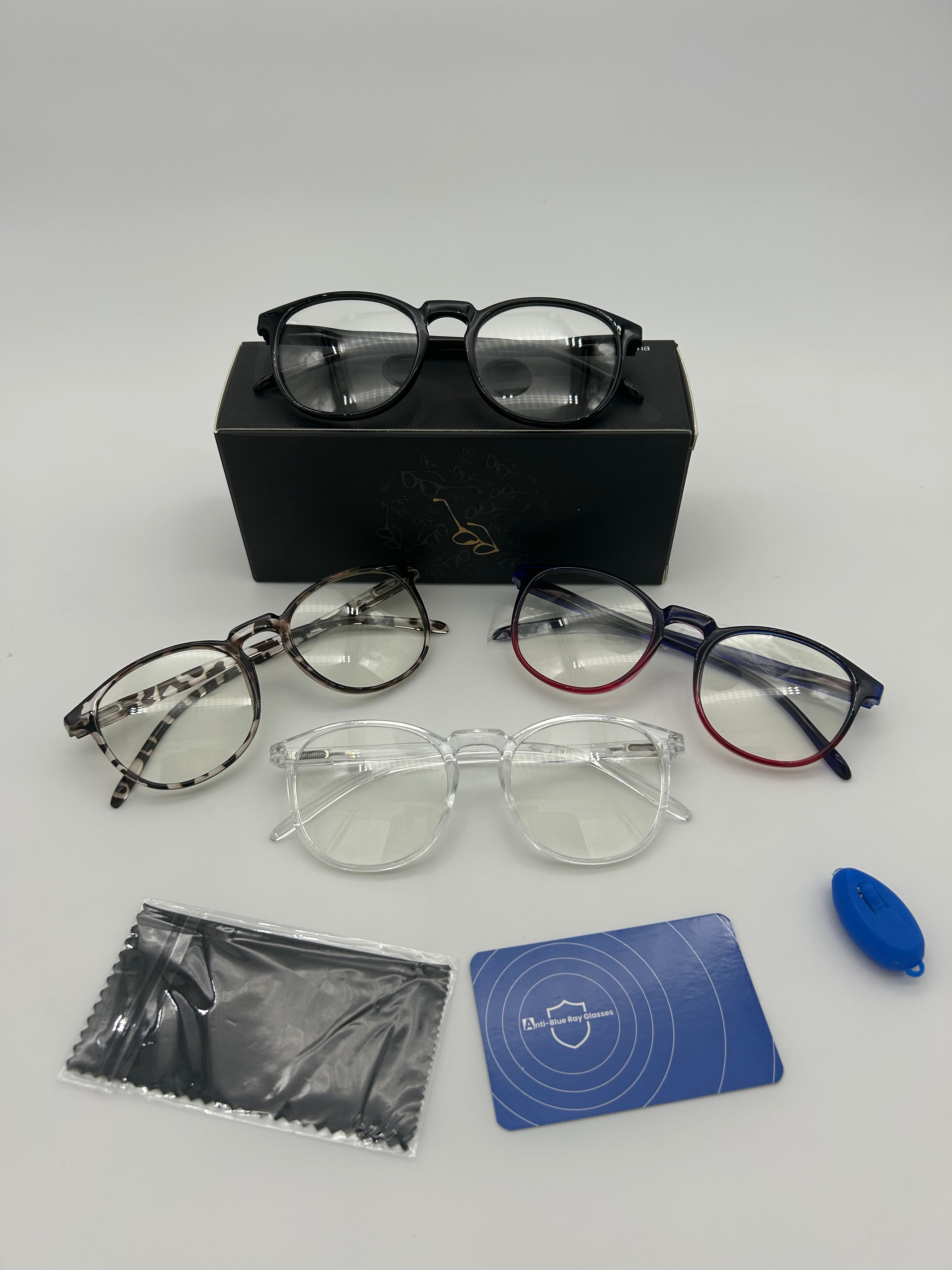IBOANN Blue Light Glasses – Fashion Computer Eyewear for Eye Strain Relief 4pc