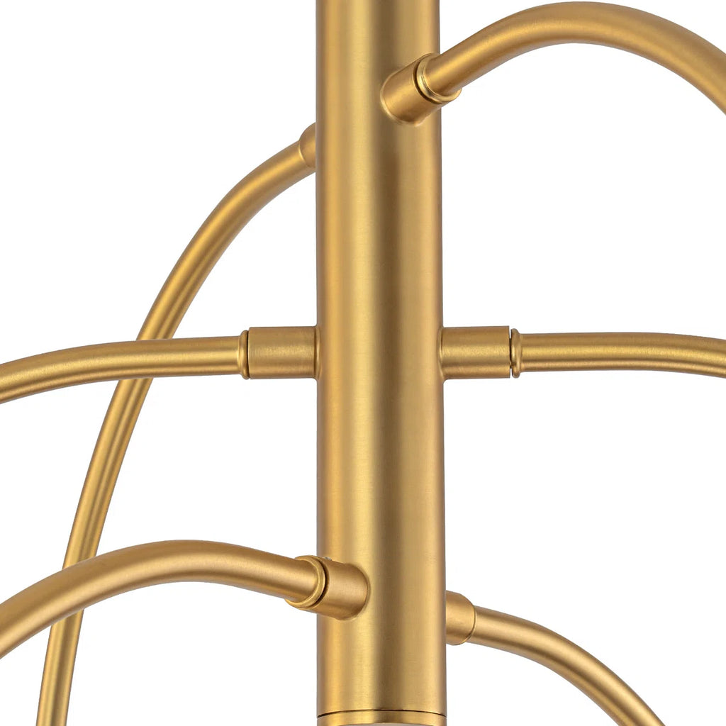 6 Bulbs Light Dimmable Sputnik Modern Linear Chandelier with White Glass Shade