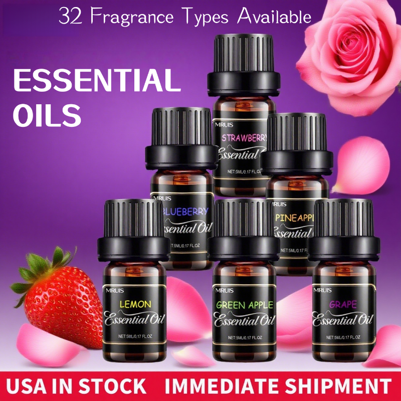 100% Pure Vegan Essential Oils Set – 32 x 5ml Natural Plant Extract Diffuser Oils Agarwood, Grapefruit, Lavender & More
