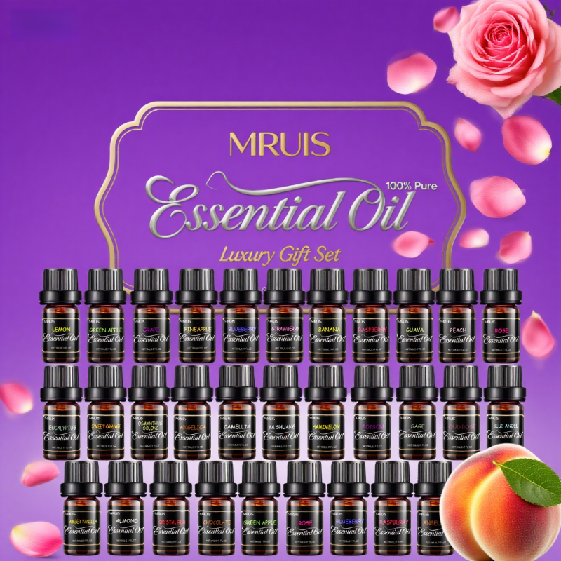 100% Pure Vegan Essential Oils Set – 32 x 5ml Natural Plant Extract Diffuser Oils Agarwood, Grapefruit, Lavender & More